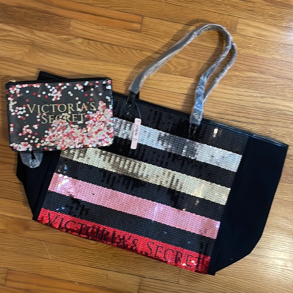 Victoria Secret Sequin Tote Bag set